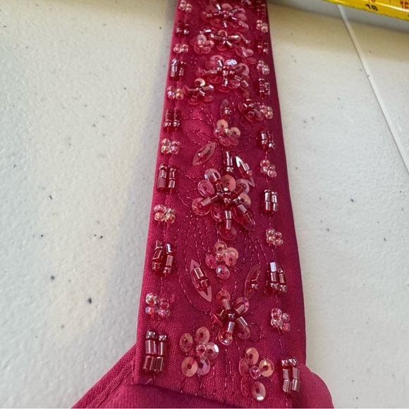 David's Bridal Pink Chiffon Dress with Beaded Straps Satin V-Neck Fully Lined 18 - Picture 8 of 13